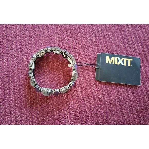 Mixit Stretch Bracelet Purple Silver Beads Jewelry OS Birthstone Fashion Costume - Picture 14 of 15